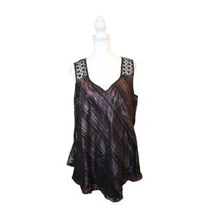 Nazila Couture Black Metallic Stripe Sleeveless Top, XXL NWOT
